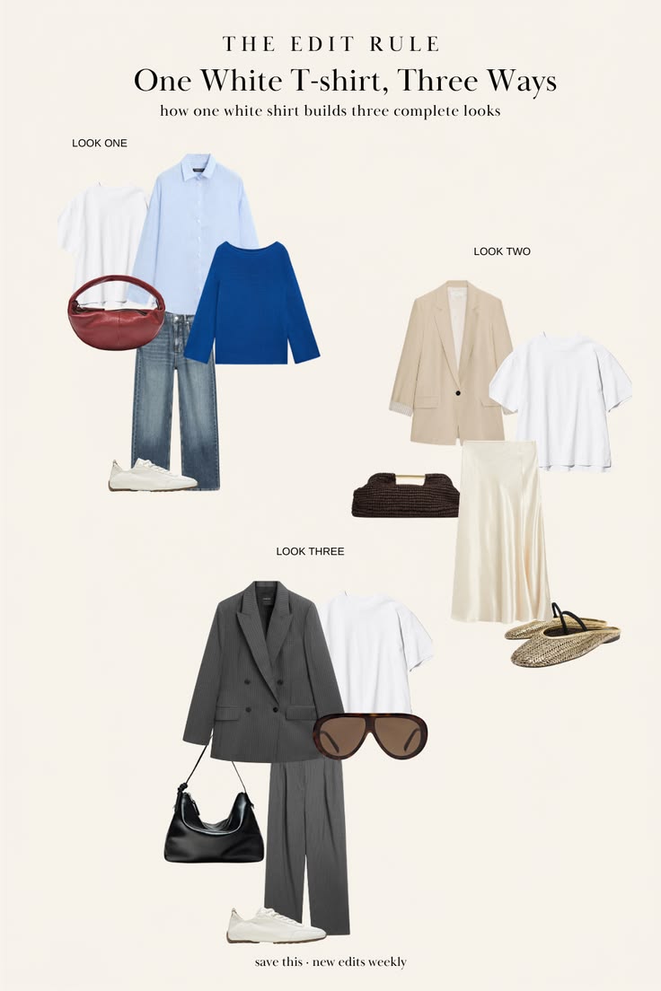 One White Shirt, Three Complete Outfits